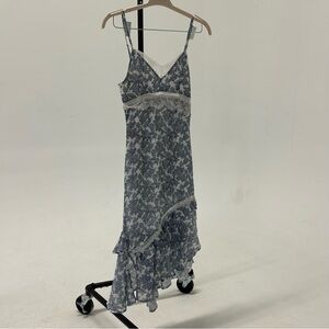 Gray and White Asymmetrical Tiered Dress